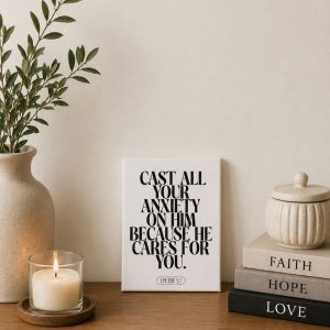 Cast All Your Anxiety” Framed Canvas